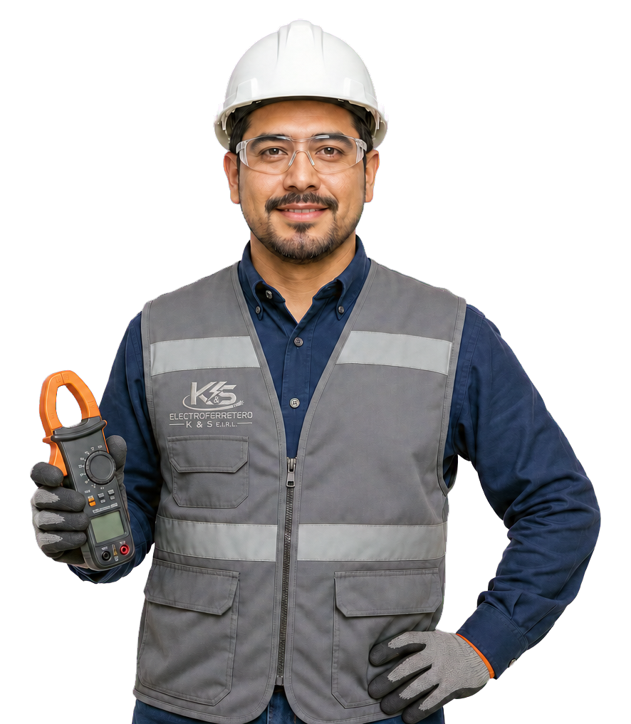 Ingeniero de Electroferretero K&S con equipo de medición